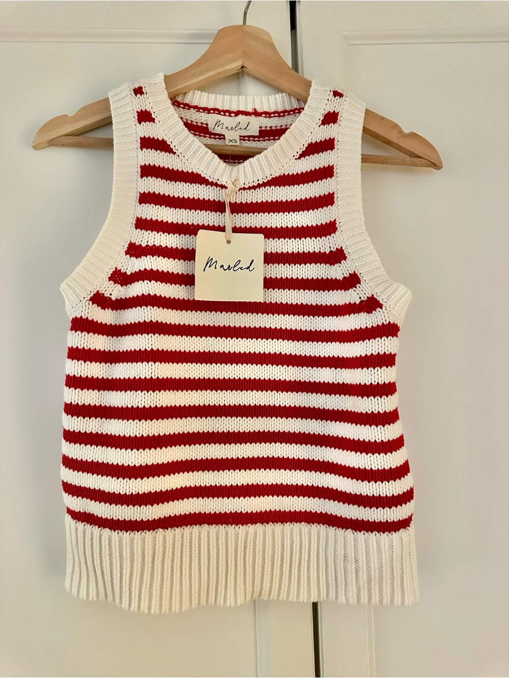 Marled Red & white striped  
Halter sweater